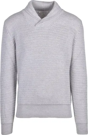 KANGRA Shawl Collar Light Grey Merino Wool Sweater