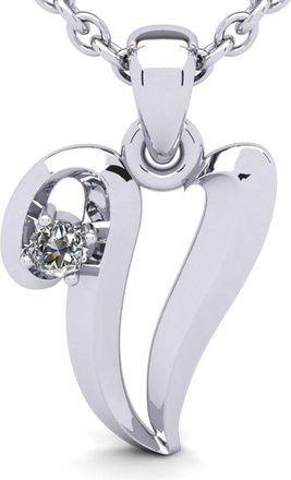 SuperJeweler Swirly Letter Initial Necklace With One Diamond, Solid Sterling Silver, 18 Inch Chain