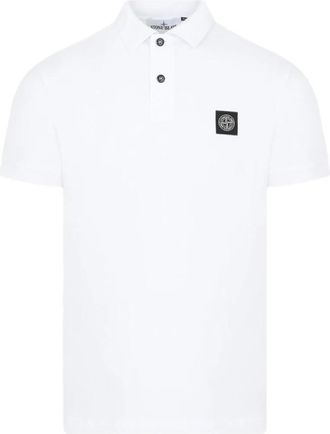 Stone Island Polo Shirt van Piqu&eacute; Katoen - Heren - Polos - Wit - XL - Katoen - Tops