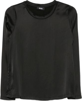 Dixie Satijnen T-shirt met lange mouwen - Zwart