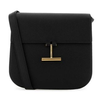 Tom Ford Cross Body Bags, female, Black, Size: ONE SIZE Grain Leather Medium Crossbody