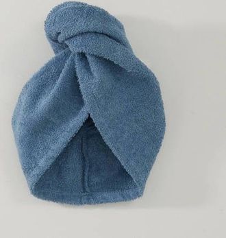 W katoenen haarhanddoek blauw (68x44 cm)