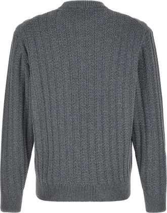 HUGO BOSS Textured Vertical Knit Sweater - gray
