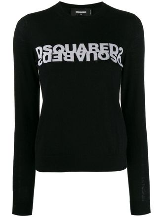 Dsquared2 logo knitted jumper - women - Wool - S - Black