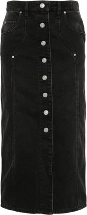 Isabel Marant Vandy denim midi skirt - women - Polyester/Organic Cotton/Cotton - 36 - Black