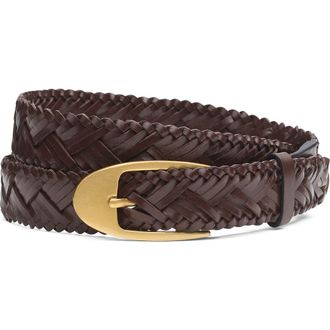 Rag & Bone Gemma Woven Leather Belt in Dark Espresso at Nordstrom Rack, Size Medium/large