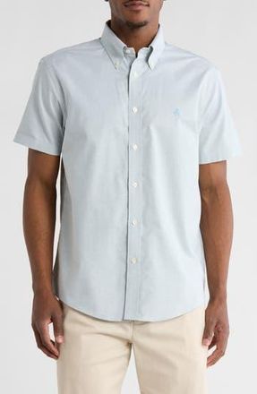 Brooks Brothers Regular Fit Non-Iron Stretch Oxford Short Sleeve Button-Down Shirt in Arctic Solid at Nordstrom Rack, Size Xx-Large
