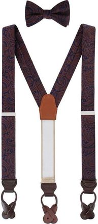 Trafalgar Store Sobee Paisley Silk Brace and Bow Tie Set in Brown at Nordstrom