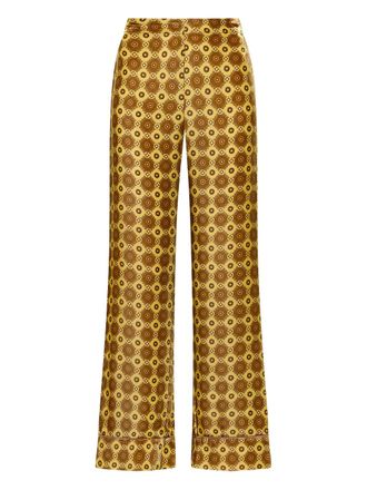 Maliparmi velvet patterned trousers - women - Viscose/Silk - 42 - Yellow
