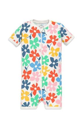 primary Baby Organic Zip Shortie In Rainbow Blooms in Ivory Rainbow Spring Blooms at Nordstrom, Size Newborn