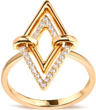 House of Brilliance 14K Yellow Gold 1/5 Cttw Diamond Double Triangle Ring at Nordstrom, Size 7