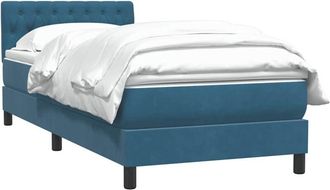 vidaXL Cama Box Spring Con Colch&oacute;n Terciopelo Azul Oscuro 80x220 Cm Vidaxl