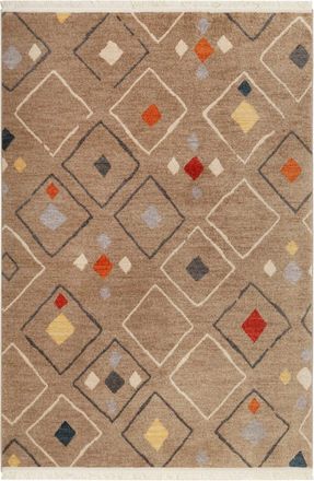 Wecon Home Alfombra tejida étnica elegante multicolore, marrón con flecos 160X225