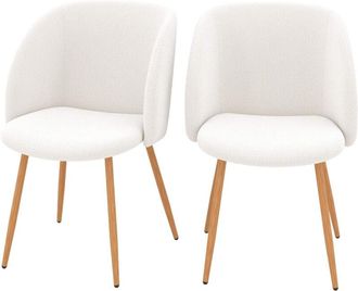 Rendez-Vous D&eacute;co Rendez-vous D&eacute;co - Set De 2 Sillas En Tejido Boucl&eacute; Beige Con Patas Marrones - Swan