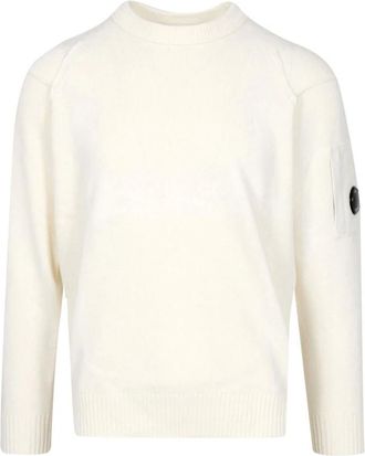 C.P. Company C.p. Company, Truien & Vesten, Heren, Wit, L, Wol, Lambswool GRS Crewneck Lens Sweater