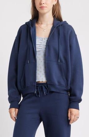 BP. Relaxed Cotton Blend Zip Hoodie in Navy Iris at Nordstrom Rack, Size X-Small