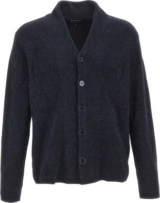 Emporio Armani Truien Blauw - Heren - Vesten - Blauw - 2XL - Wol - Truien & Vesten