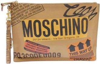 Moschino Pre-owned Clutches, female, Beige, Size: ONE SIZE Leather Handbag