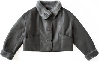 Just things we like Jassen, Dames, Grijs, L, Leer, Fuku Reversible Shearling Jacket