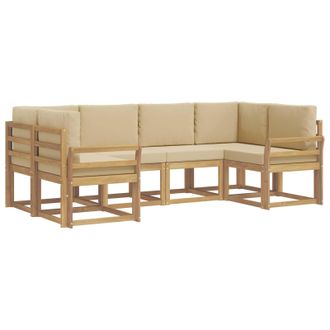 vidaXL Conjunto De Sof&aacute;s De Exterior Con Coj&iacute;n 6 Pcs Y Beige Vidaxl