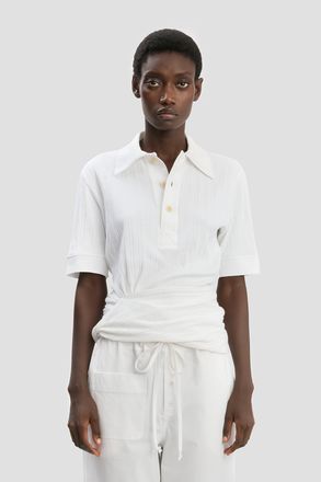 Victoria Beckham Twist Polo Top In White XS