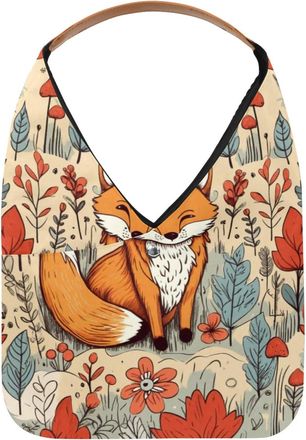 Generic animal fox flowers (6) Reusable Lightweight Grocery Bags - Foldable Into Compact Pouch, Washable & Sturdy, Multipurpose for Shopping and Travel