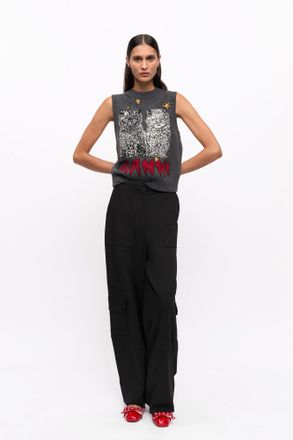 Ganni Twill Suiting Cargo Trousers in Black Size 32 Womens