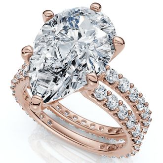 Pompeii3 Certified 5.40Ct Pear Engagement Ring Wedding Band Set 14k Gold/Pt Lab Grown