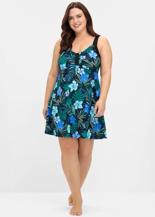 Sheego Tankini-Top SHEEGO, Damen, Gr. 48, Cup B, blau (tiefblau, bedruckt), Elasthan, Polyamid, Bikini-Oberteile Tankini-Top