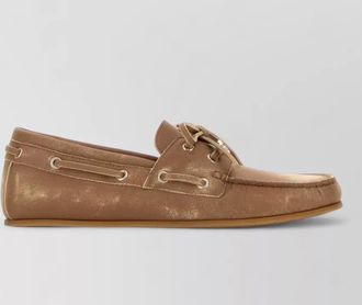 Gucci leather loafers moc toe metallic buckle