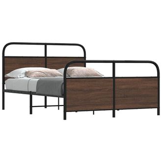 Berkfield Home Metal Bed Frame without Mattress Brown Oak 140x200 cm