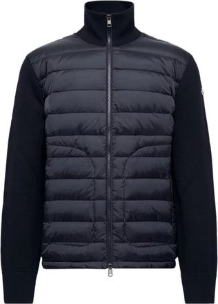 Moncler Jassen, Heren, Blauw, XL, Wol, Gevoerde Ritsvest