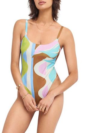 Vitamin A Nova Low Back One-Piece Swimsuit in Coast Colorblock at Nordstrom, Size X-Small