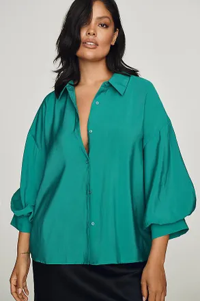 English Factory Puff-Sleeve Buttondown Shirt
