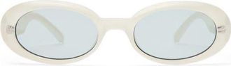 Le Specs Work It 53mm Oval Sunglasses in Vanilla Pearl/smoke Tint at Nordstrom