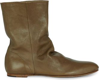 Cortana Platte Groene Khaki Enkellaarsjes - unisex - Enkellaarsjes - Groen - 42 EU - Leer - Schoenen