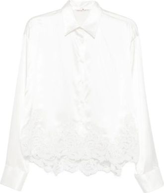 Ermanno Scervino Overhemden, Dames, Wit, M, Fondo Pizzo Shirt