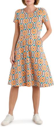 Seasalt Cornwall April Print Stretch Organic Cotton Dress in Daisy Stamp Azurite at Nordstrom, Size 8 Us