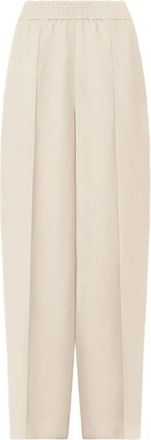 Fabiana Filippi Broek met wijde pijpen en elastische tailleband - Dames - Broeken - Beige - M - Broeken