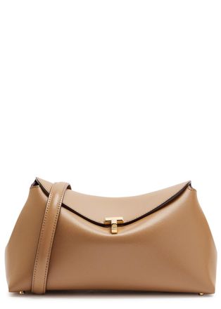 Toteme T-lock Leather Clutch - Camel - One Size