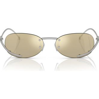 Diesel 53mm Oval Sunglasses in Brushed Silver/Yellow Mirror at Nordstrom