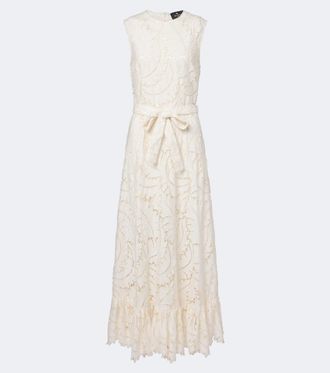 Etro Belted giupure lace cotton maxi dress