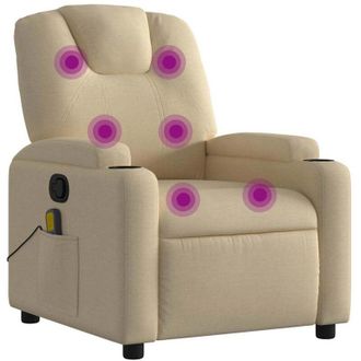 vidaXL Sill&oacute;n Reclinable De Masaje De Tela Color Crema Vidaxl