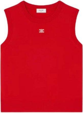 Celine Top van fijne wol - Dames - Tops zonder mouwen - Rood - L - Wol - Tops