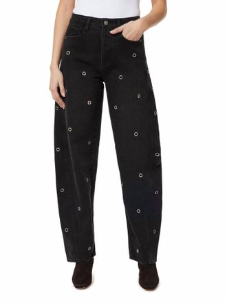 Habitual Embellished Barrel Jeans In Washed Black