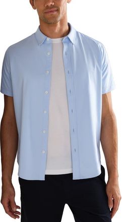 Rhone Commuter Short Sleeve Button-Up Shirt in Business Blue at Nordstrom, Size Xx-Large
