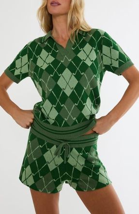 Beach Riot Giana Argyle Cotton Blend Sweater in Club Argyle at Nordstrom, Size X-Large