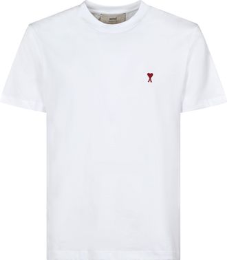 Ami Quota Red Ami De Coeur White Cotton T-Shirt