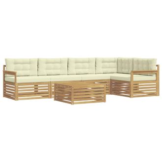 vidaXL Conjunto De Sof&aacute;s De Exterior 6 Pcs Blanco Y Crema Poli&eacute;ster Vidaxl