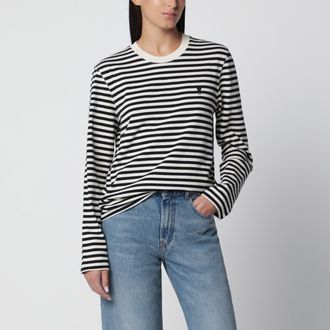 Ami Black/ivory striped Ami de Coeur T-shirt